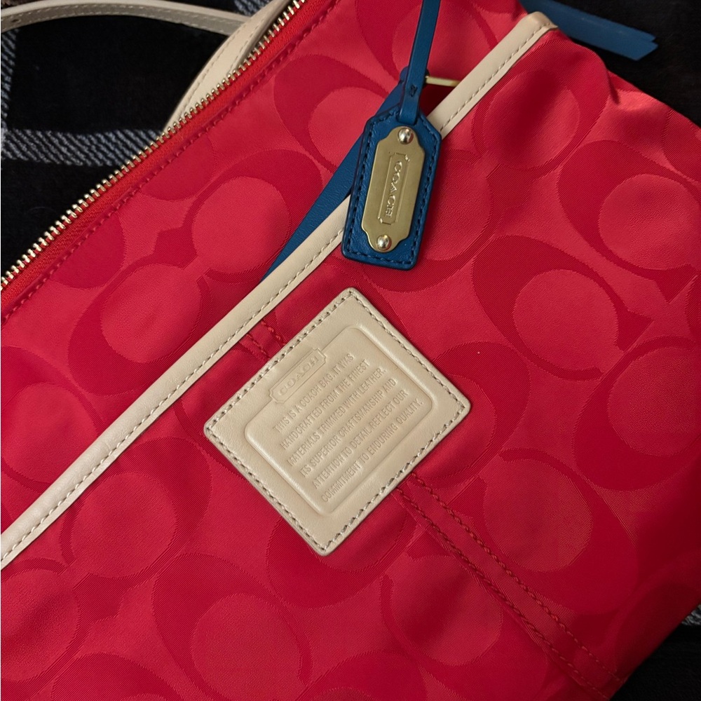 Coach Vibrant Red and Cream Crossbody Bag